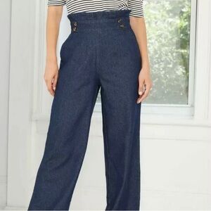 Who What Wear High Waisted Wide Leg Chambray Cotton Denim Jeans
